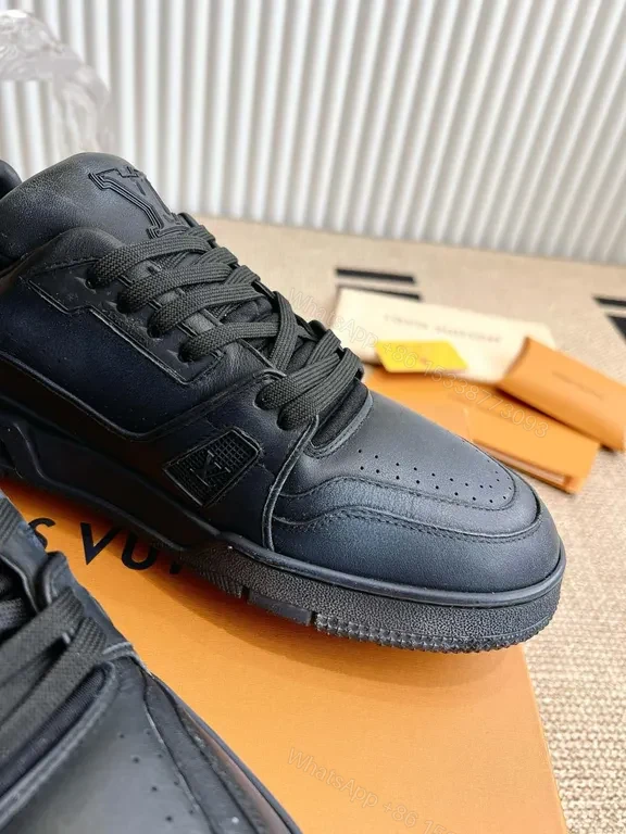View 6 of Black Leather Minimalist Sneaker â€” LV-Inspired, All-Day Comfort