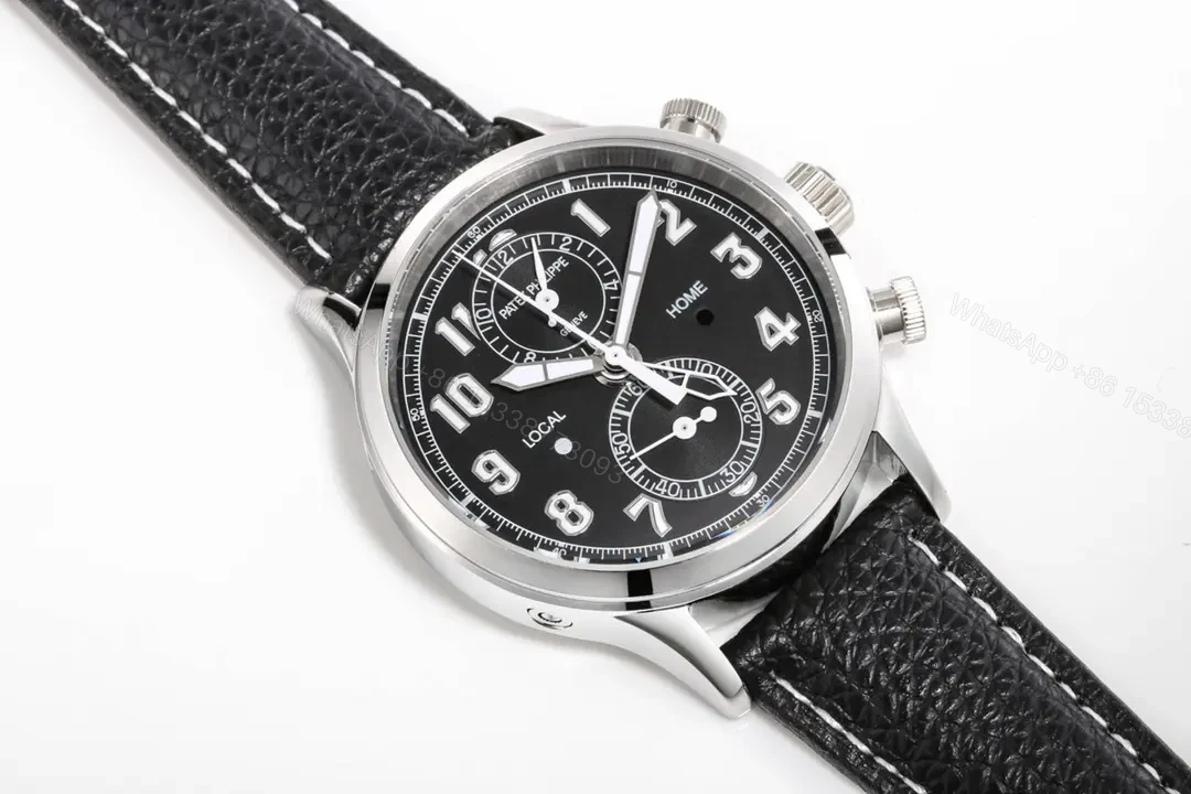 View 4 of Patek Philippe 5924G Multi Function Watch Black Dial Italian Leather Strap 42mm Stainless Steel Case
