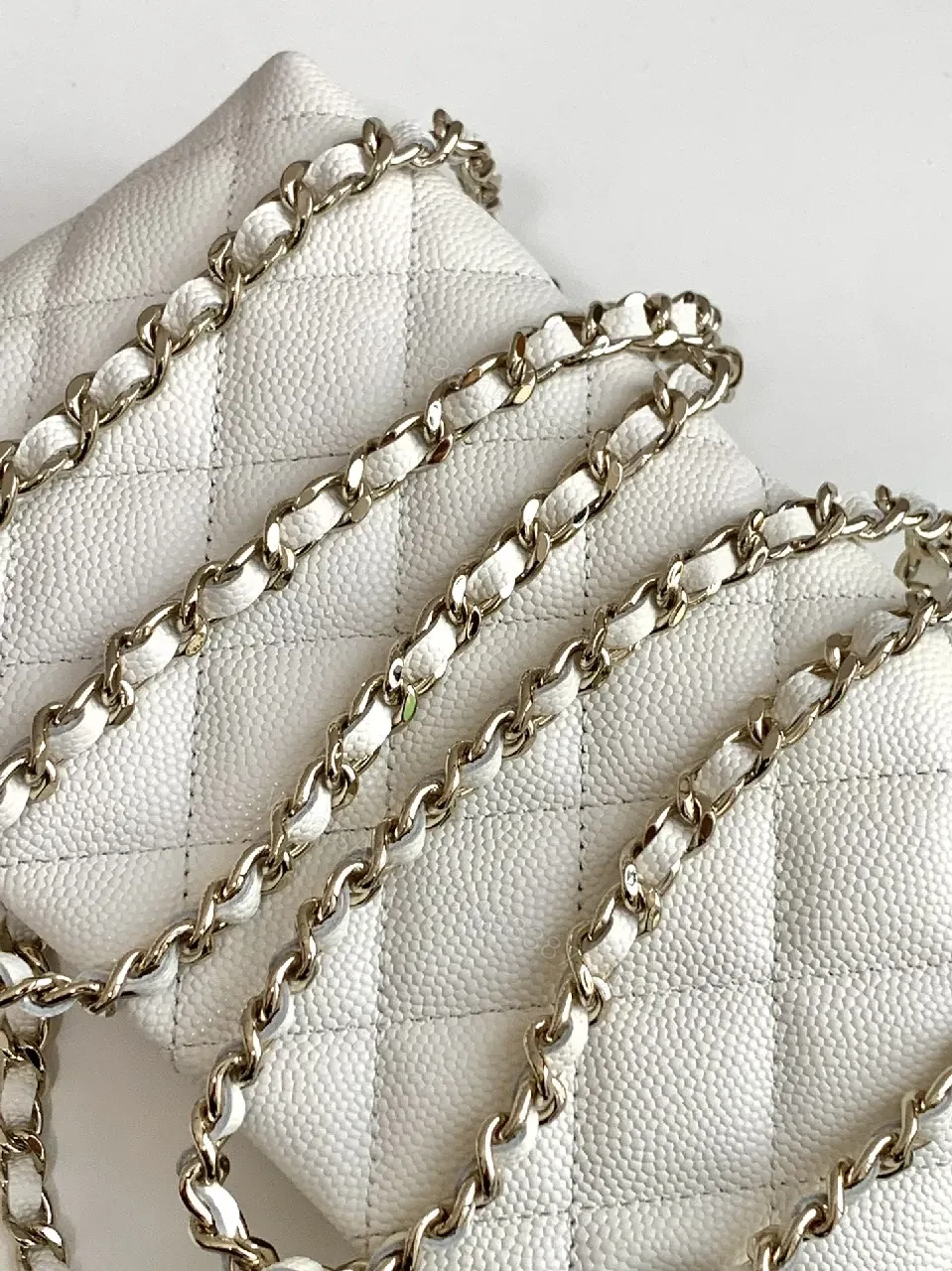 View 7 of Quilted White Chain-Detail Shoulder Bag, Elegant Day-to-Night