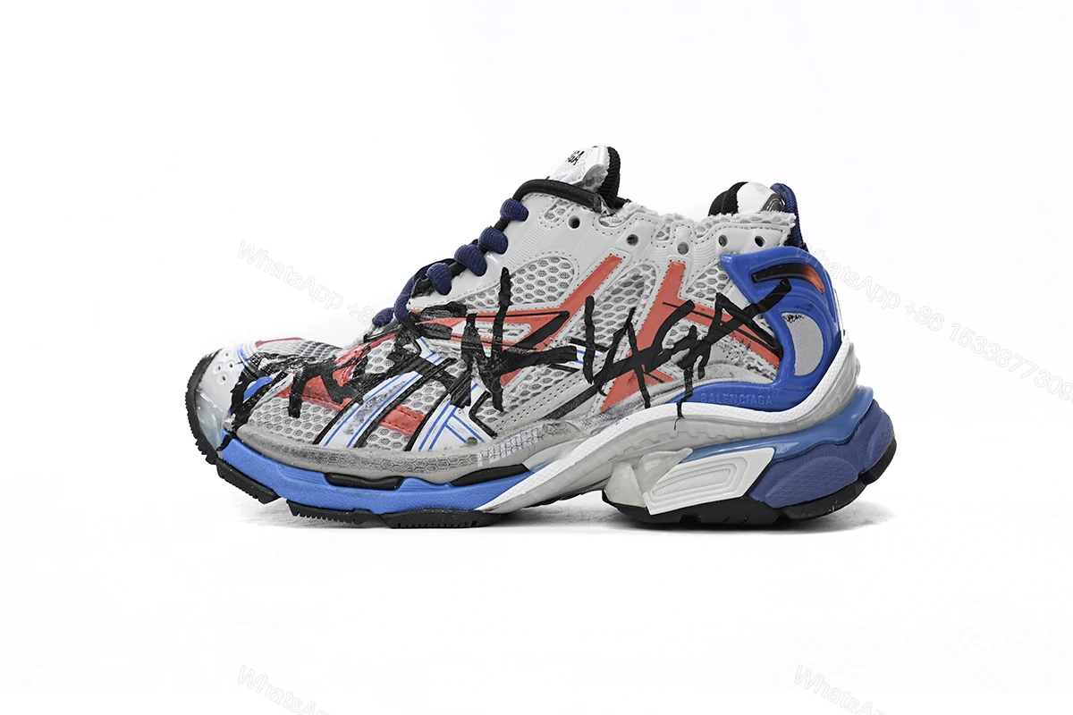 View 9 of Balenciaga Runner White And Blue Printing 677402 W3RB6 1264