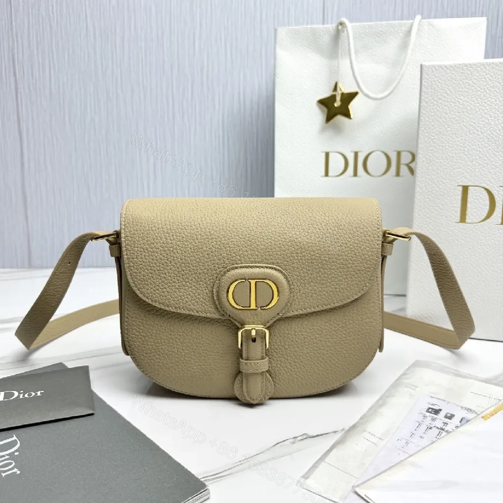 Beige Pebbled Leather Saddle Bag — Subtle Texture, Versatile Comfort — view 1