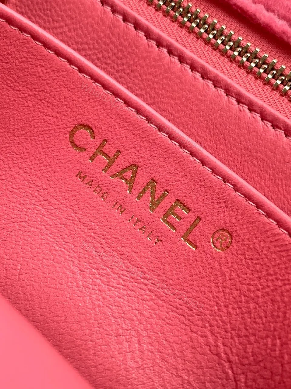 View 5 of Pink Velvet Quilted Flap Bag with Gold Hardware