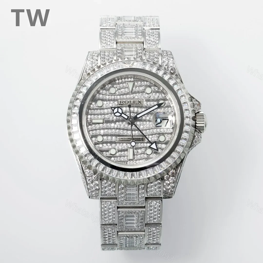 KZ Factory Clean Factory TW Rolex GMT II Diamond Watch – Silver — view 1
