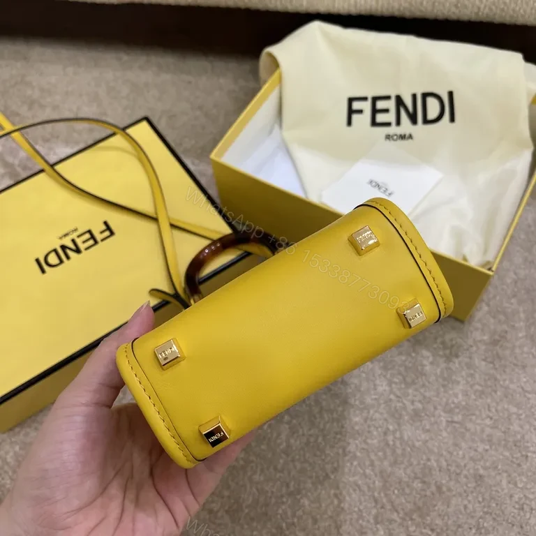 View 3 of Bold Yellow Mini Bag: Lux Gloss Leather, Fendi-Inspired