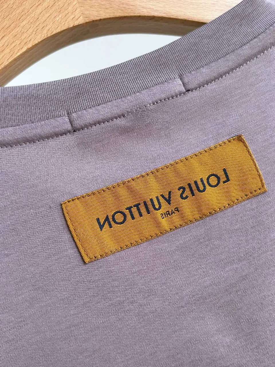 View 5 of Dusty Mauve Oversized T-Shirt, Soft Cotton Knit, Crew Neck, No Pattern, LVM Graphic Front