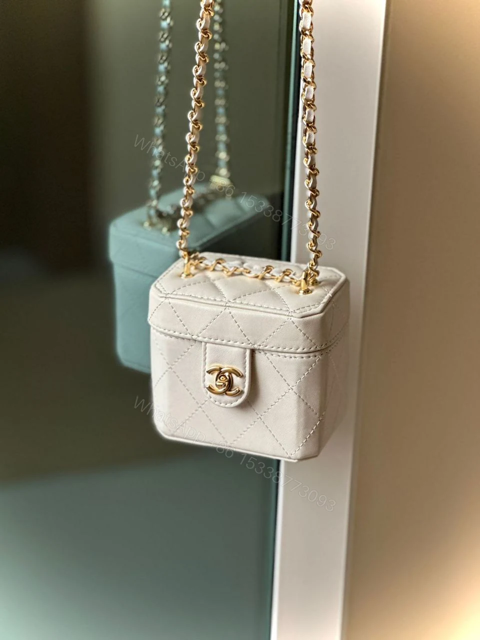 View 2 of Chanel Lambskin Quilted Vanity Clutch With Chain