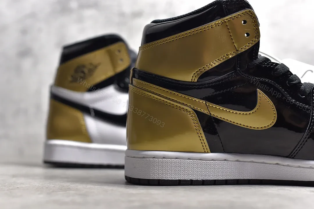 View 3 of Air Jordan 1 High Nrg Patent Gold Toe Reps