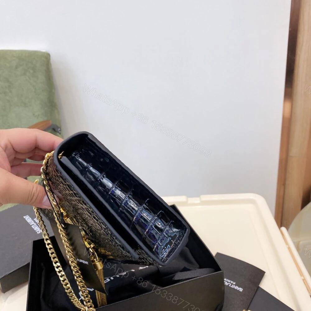 View 5 of Saint Laurent Kate Medium Chain Bag With Tassel Shiny Black 22Cm 354119AAAY14083