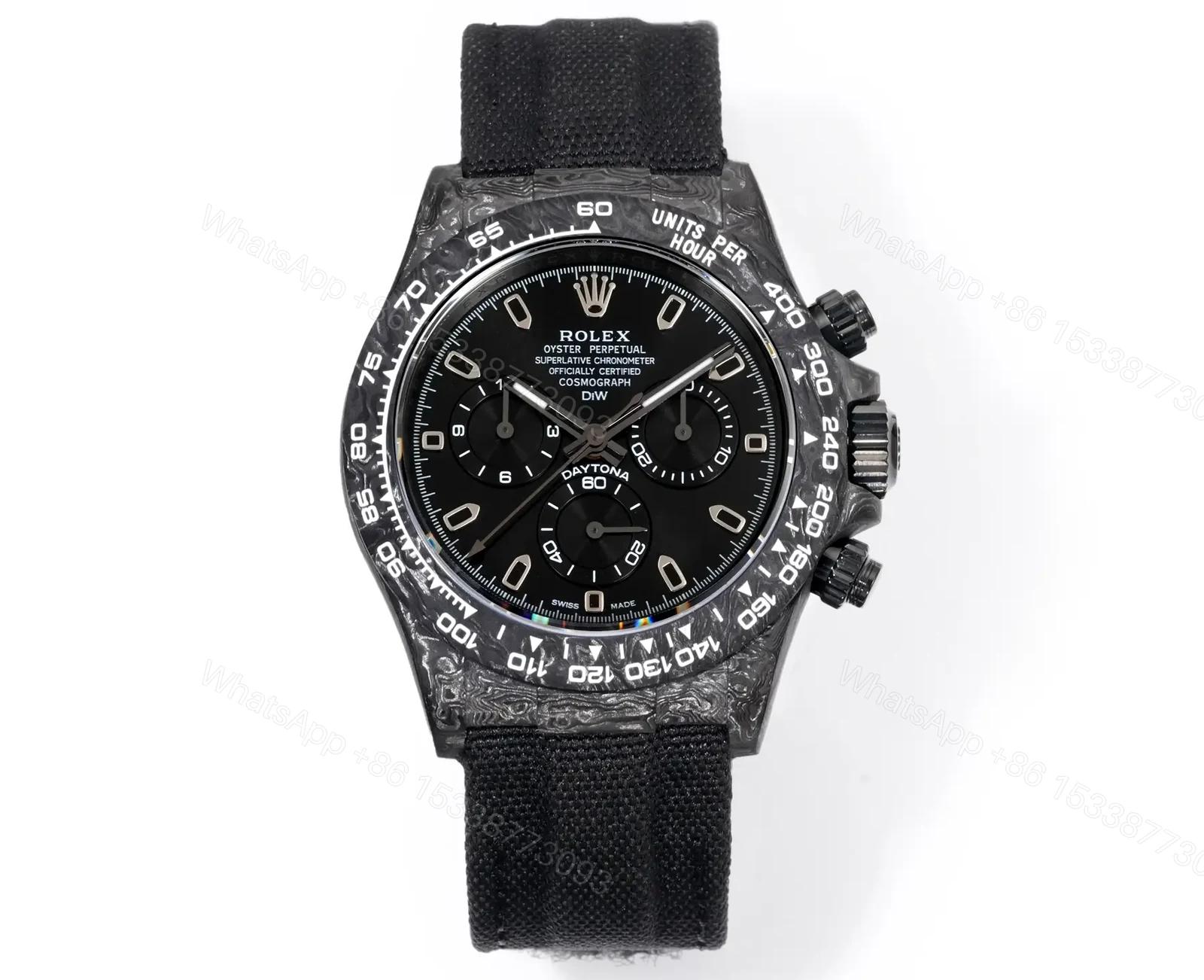 Rolex Daytona Black Carbon 4130 Edition All Black Dial Strap 40mm RLX-DAY-CARB-4130-ALLBLK40-V2 — view 1