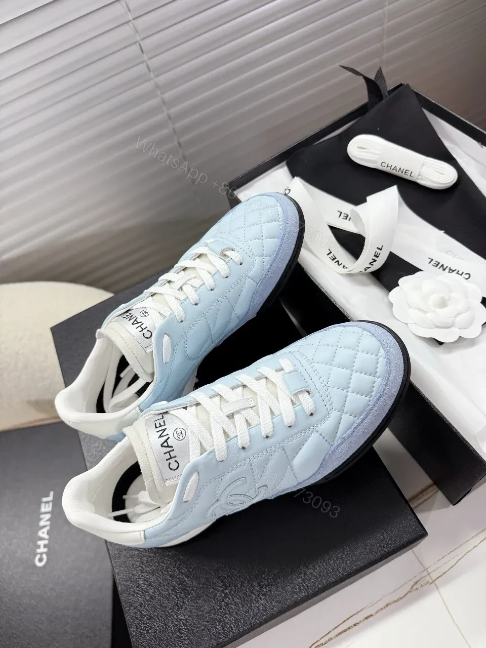 View 4 of Quilted Blue Low-Top Sneakers: Luxe Everyday Comfort