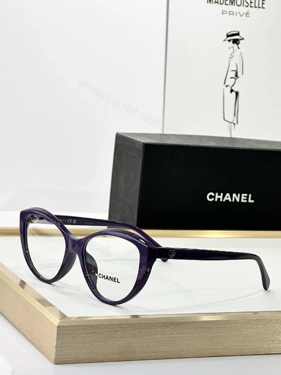 View 2 of Glossy Black Acetate Cat-Eye Frames - Quiet Luxury Comfort