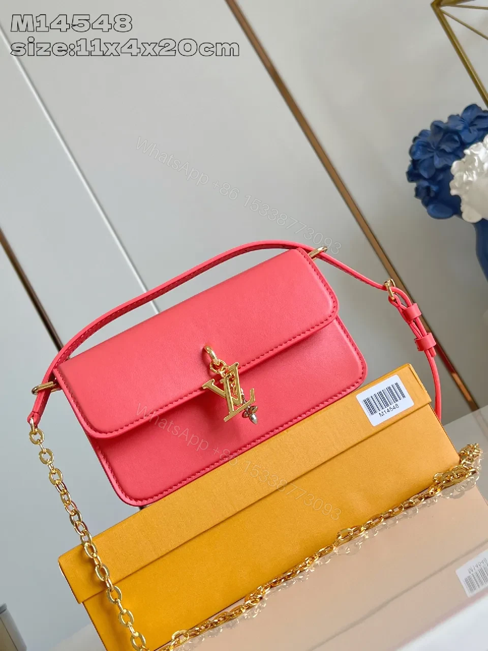 Pink Faux Leather Crossbody, Gold-Hardware, Color-Block Chic, Compact Everyday Bag — view 1