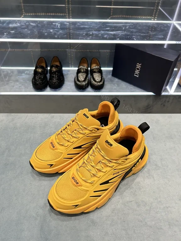 View 3 of Bold Yellow Dior-Inspired Sneakers: Luxe Streetwear Comfort