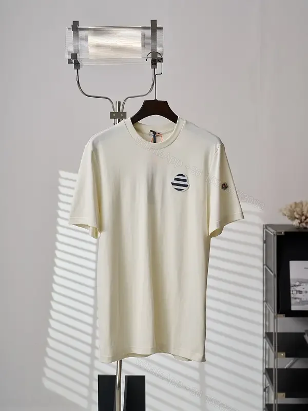 Off-White Cream Short-Sleeve Crew Neck T-Shirt with Patch Feature — view 1