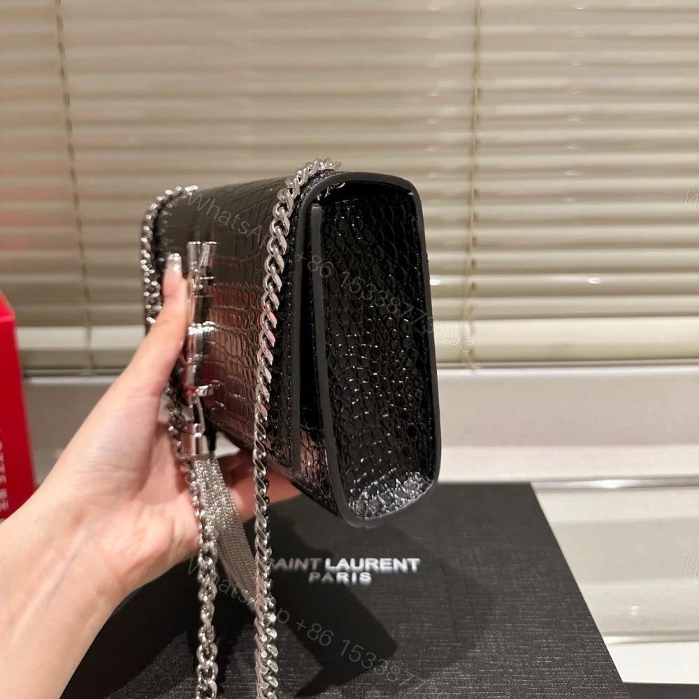 View 3 of Saint Laurent Kate Tassel Silver Hardware Black 19Cm