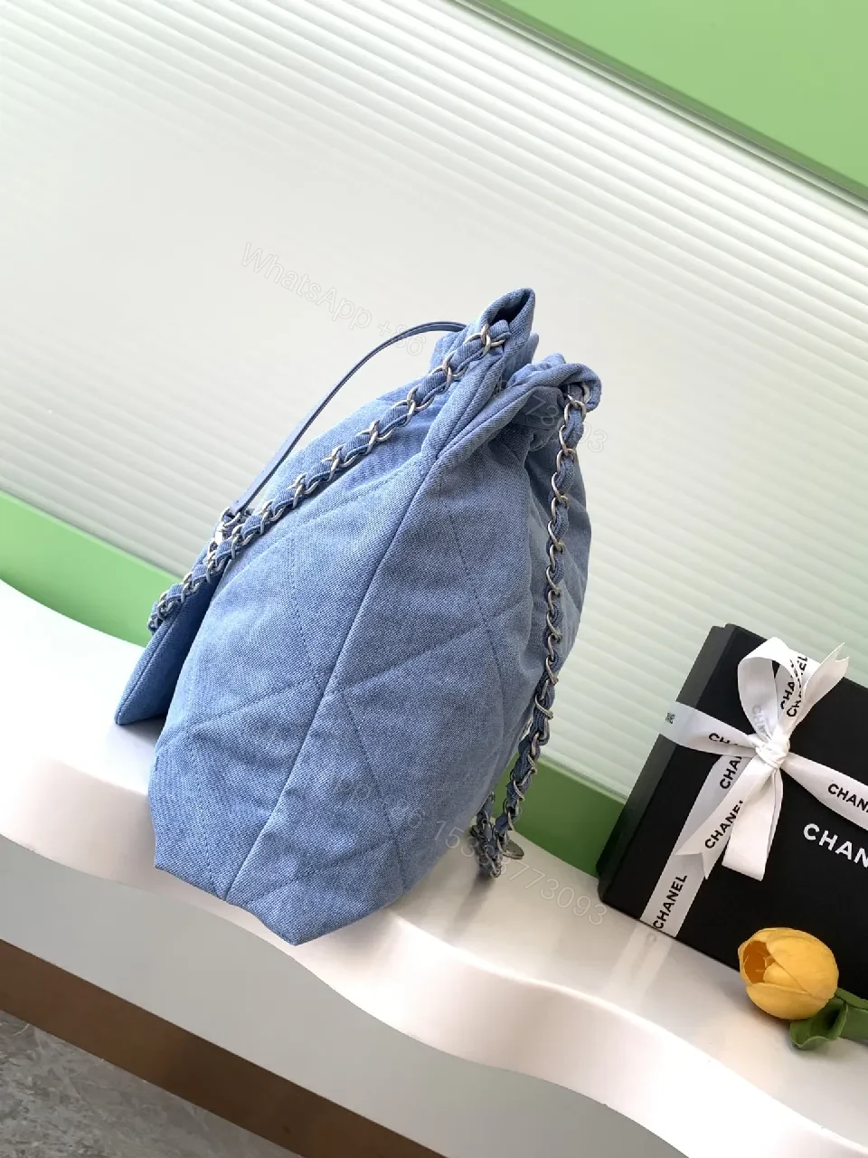 View 3 of Quilted Denim Shoulder Bag: Luxe Everyday Chic Carryall