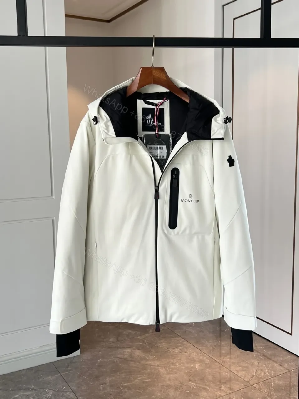 View 3 of Minimalist Shell Jacket: Water-Repellent, Two-Tone Detail, All-Season