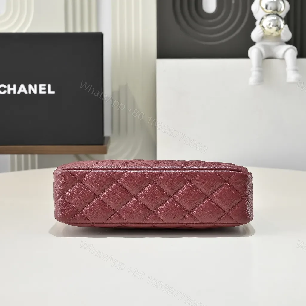View 2 of Burgundy Quilted Leather Flap Bag: Classic Sophistication