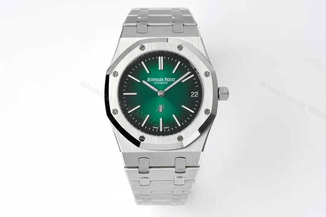 KZ Factory Audemars Piguet Royal Oak 15202 Stainless Steel Watch with Green Dial and Petite Tapisserie Pattern — view 1