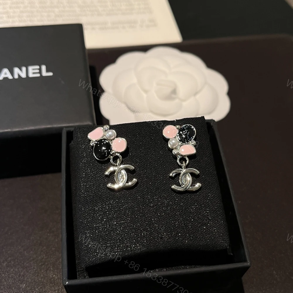 View 2 of Chanel Pearl And Stone Floral Earrings Silver