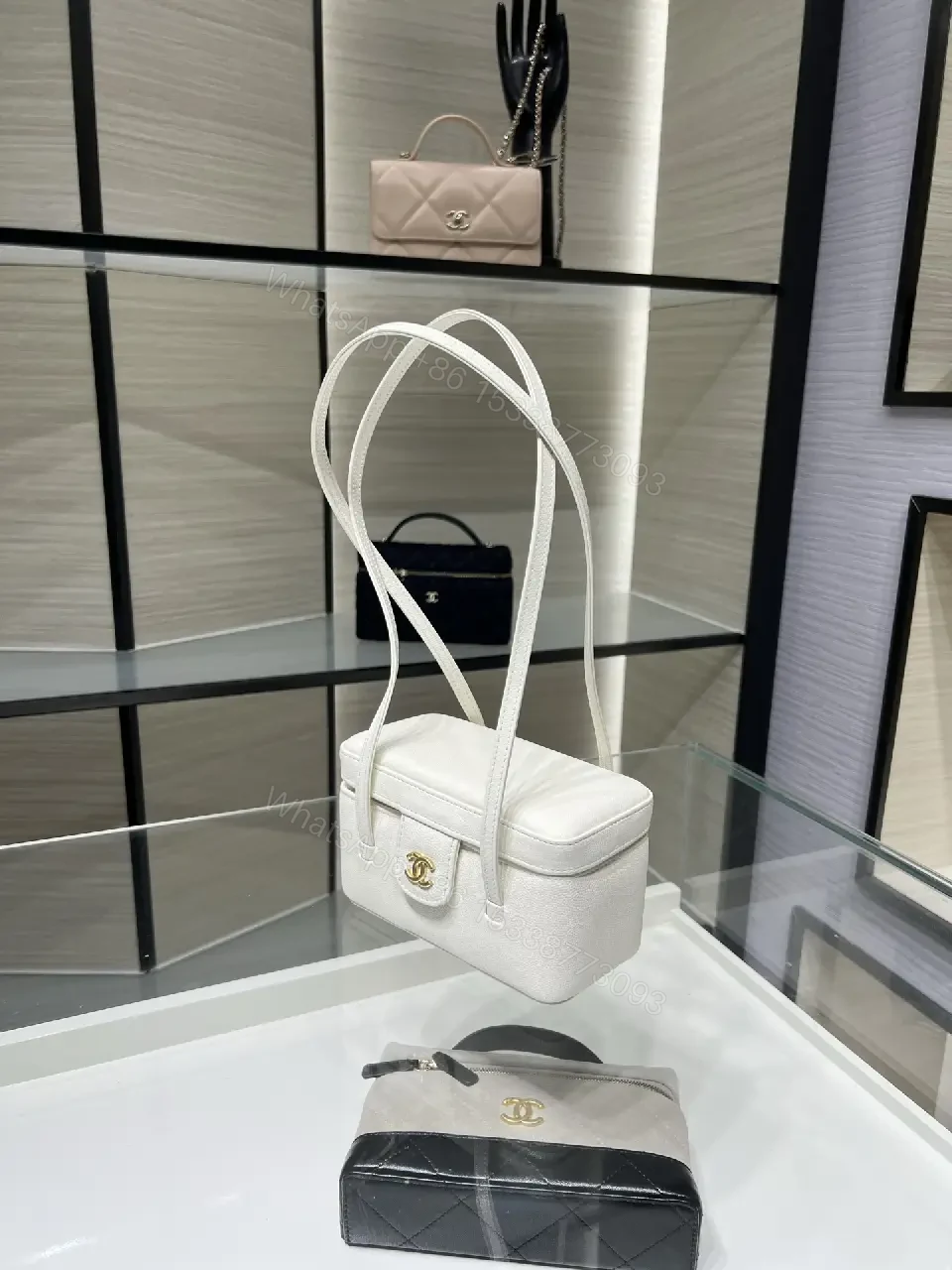 View 2 of Chic Pebbled Leather Compact Handbag - Structured, Versatile, Everyday Elegance