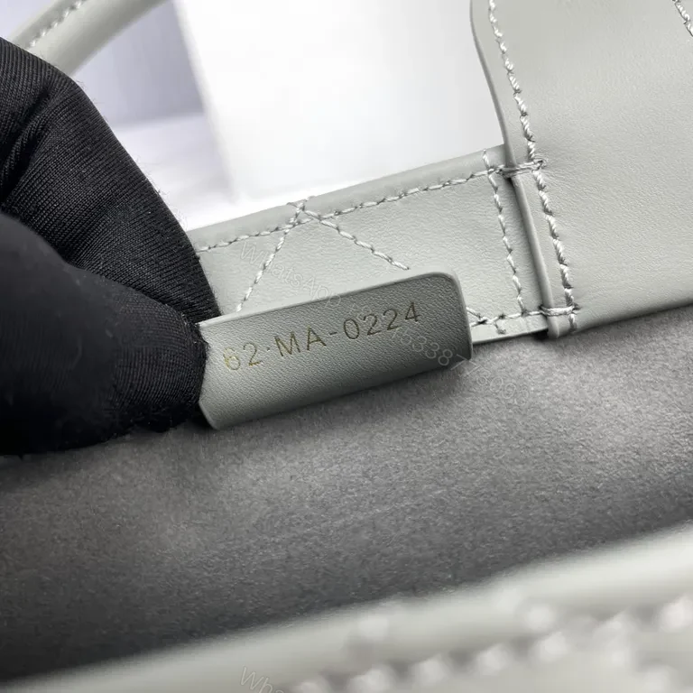 View 7 of Grey Quilted Lady Imitation Dior Top-Handle Bag