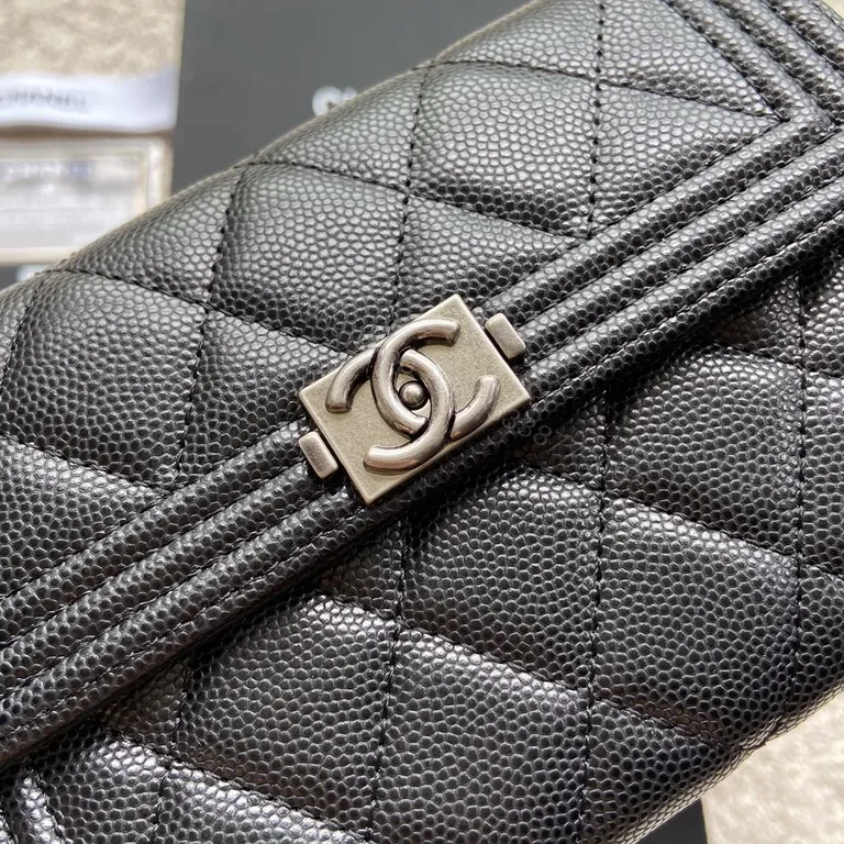 View 6 of Noir Quilted Leather Wallet on Chain: Chanel-Inspired Elegance