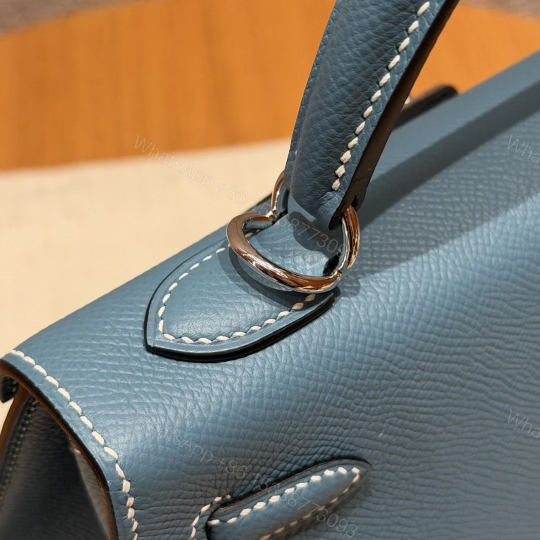 View 15 of 高仿Hermes*Kelly25系列H043110EP7C牛仔藍銀扣牛皮純手工