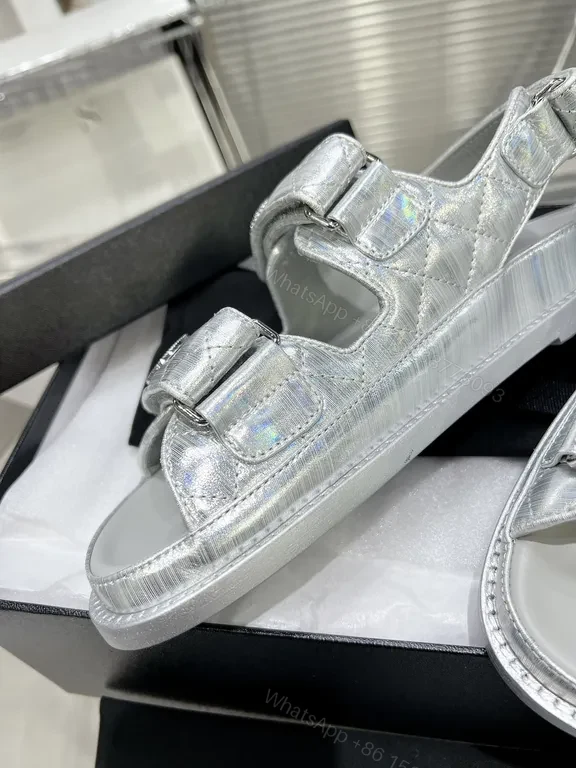 View 5 of Shimmer Platform Sandals - Quilted Metallic Couture Footwear