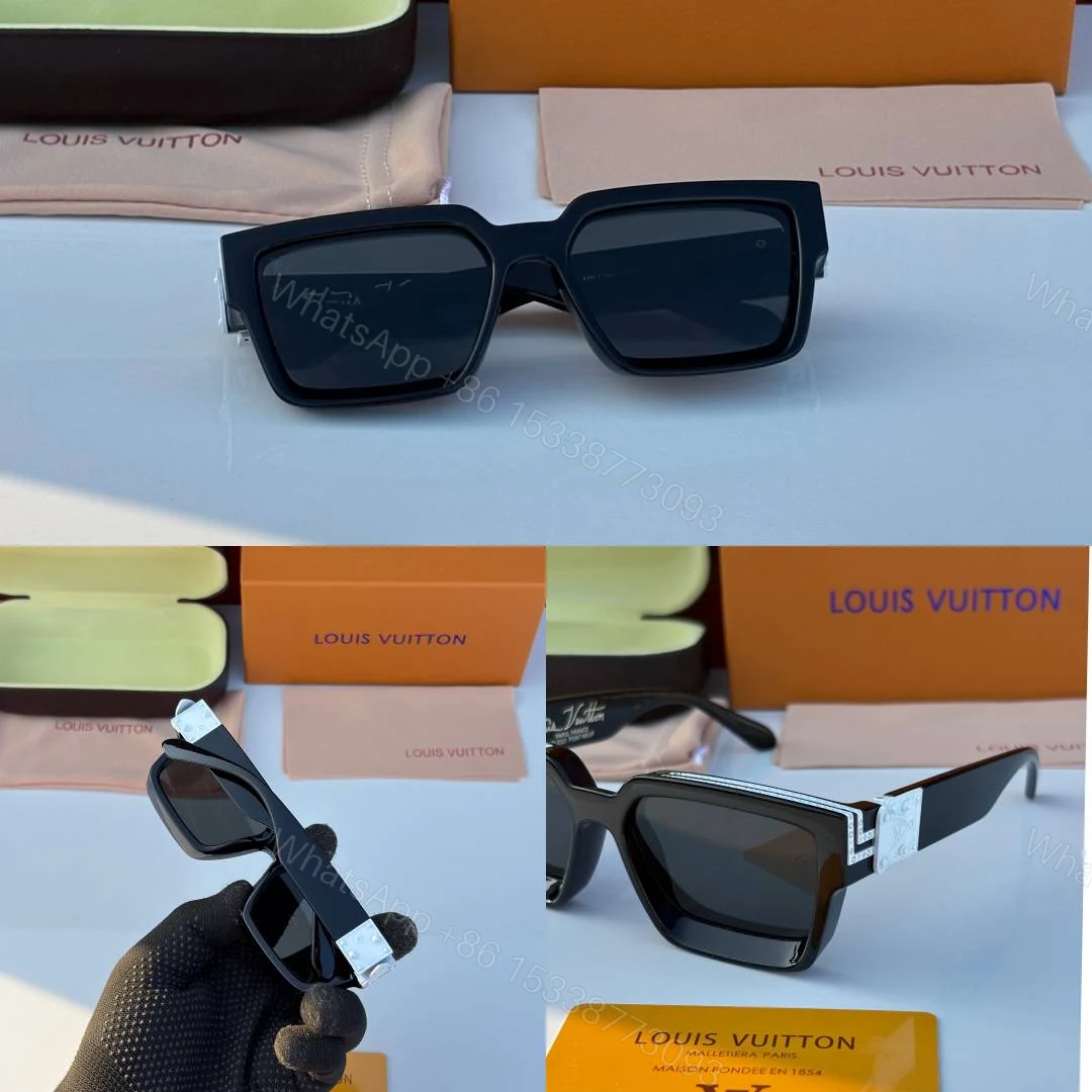 View 2 of First Copy Louis Vuitton Black Geometric Frame Men’s Sunglasses