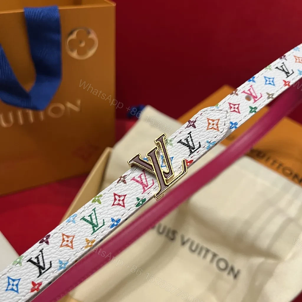 View 5 of Colorful Monogram Belt, Rainbow LV Hardware, Luxe Everyday Belt