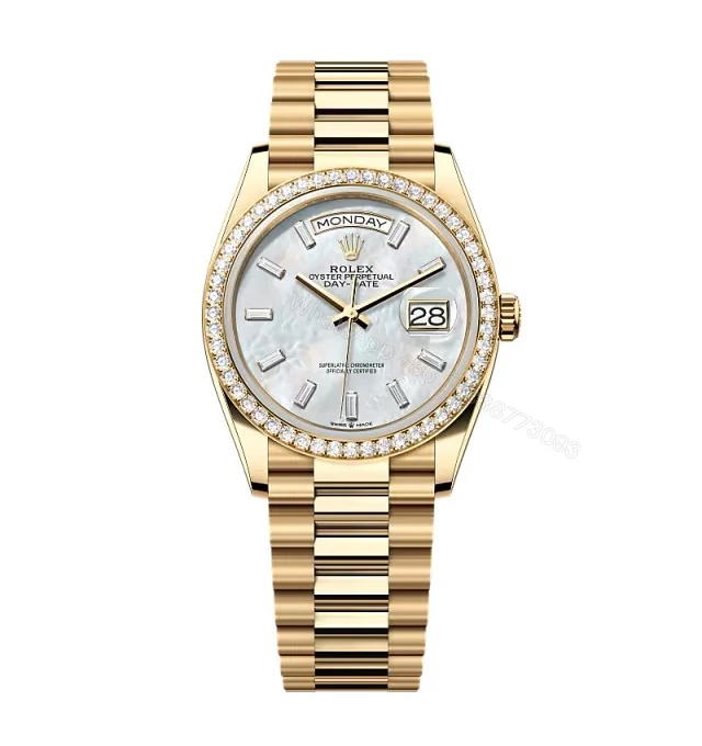 Superclone Rolex Day-Date White Mother-of-Pearl Diamond Dial 128348rbr-0070 36 mm — view 1