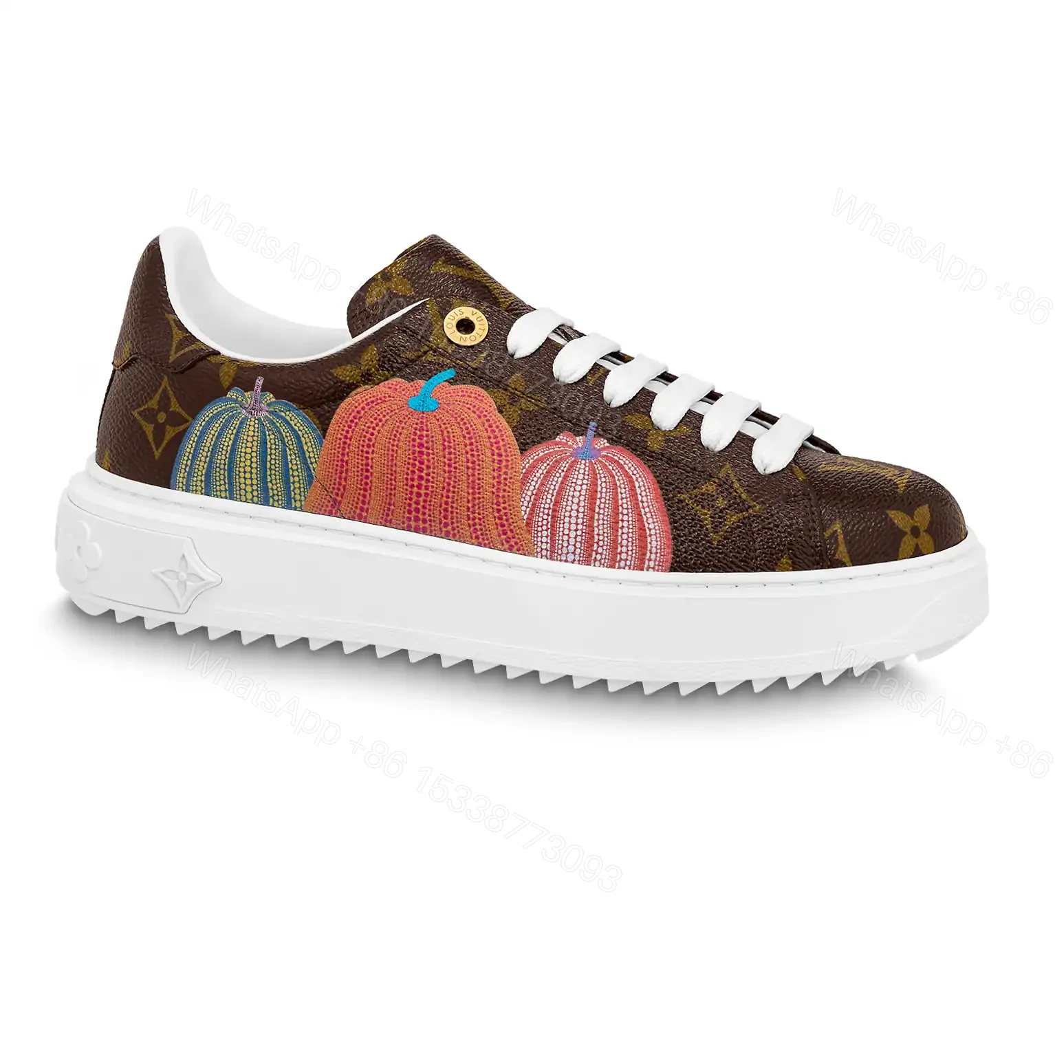 LOUIS VUITTON X YAYOI KUSAMA TIME OUT SNEAKERS IN BROWN – LSVT351 — view 1