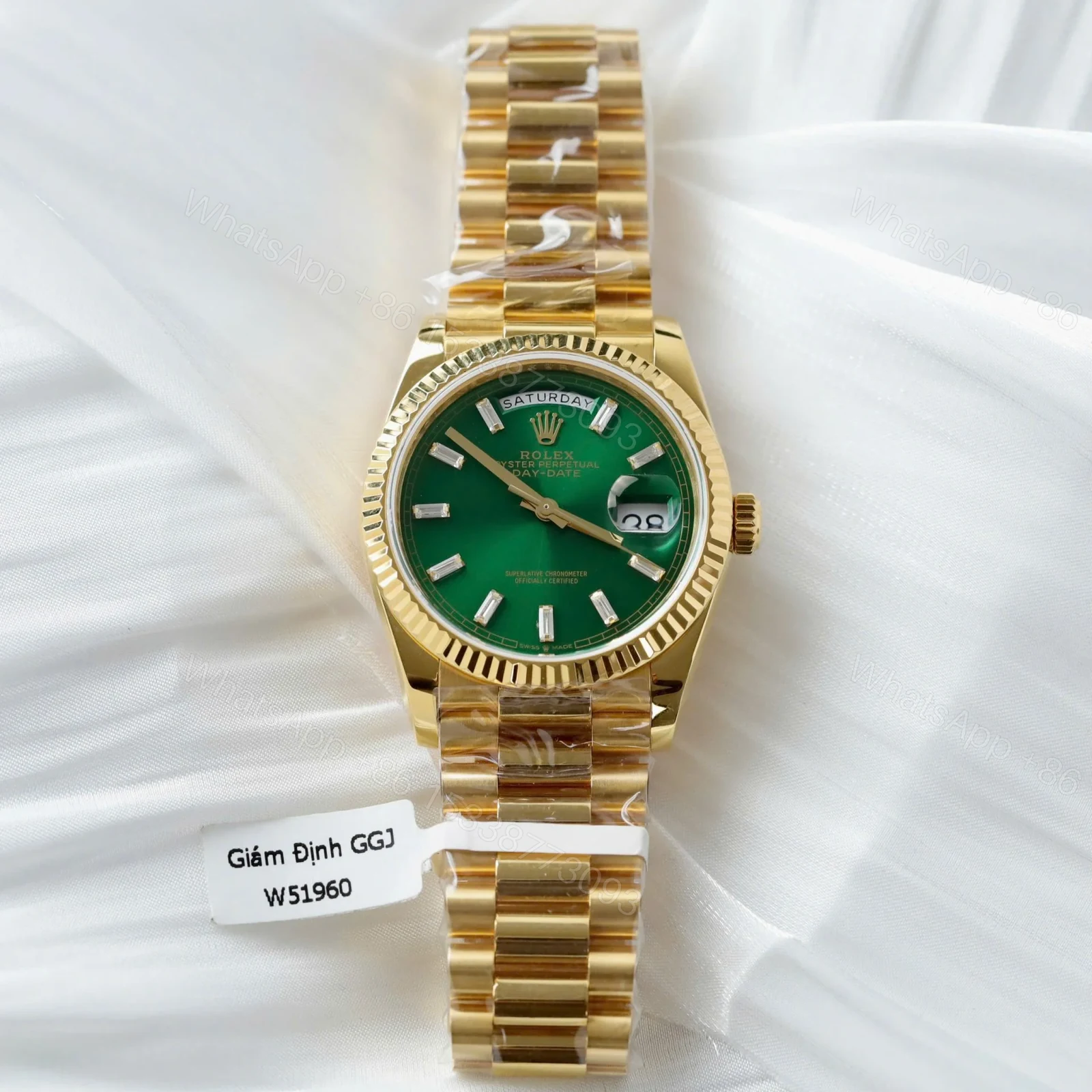 View 2 of Superclone Rolex Day-Date Bright Green Diamond Dial 128238-0130 36 mm