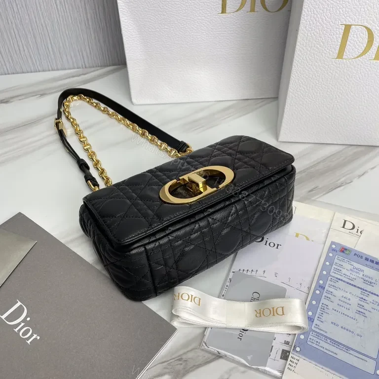 View 5 of Lux Black Quilted Mini Bag with Gold Hardware