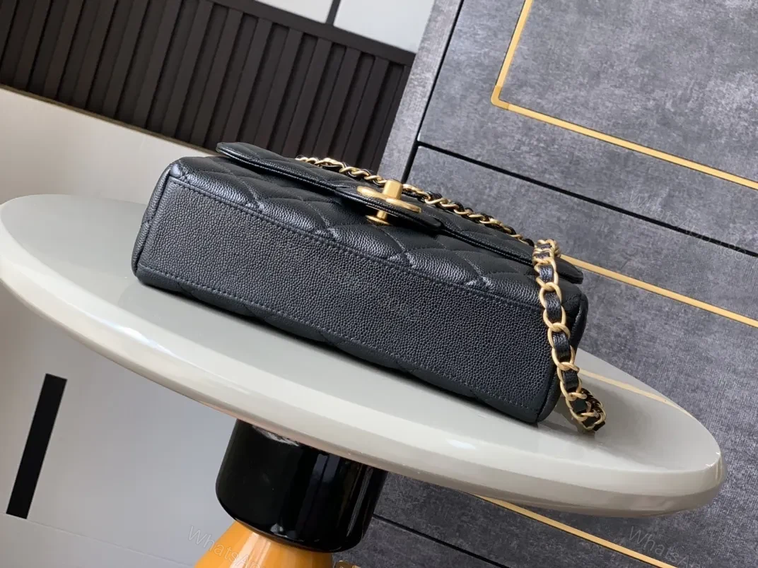 View 5 of Quilted Calfskin Tote: Gold Chain, Compact Luxury Bag
