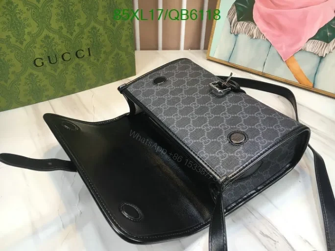 View 5 of Gucci Inspired Supreme Black Messenger Bag QB61187 with Interlocking G
