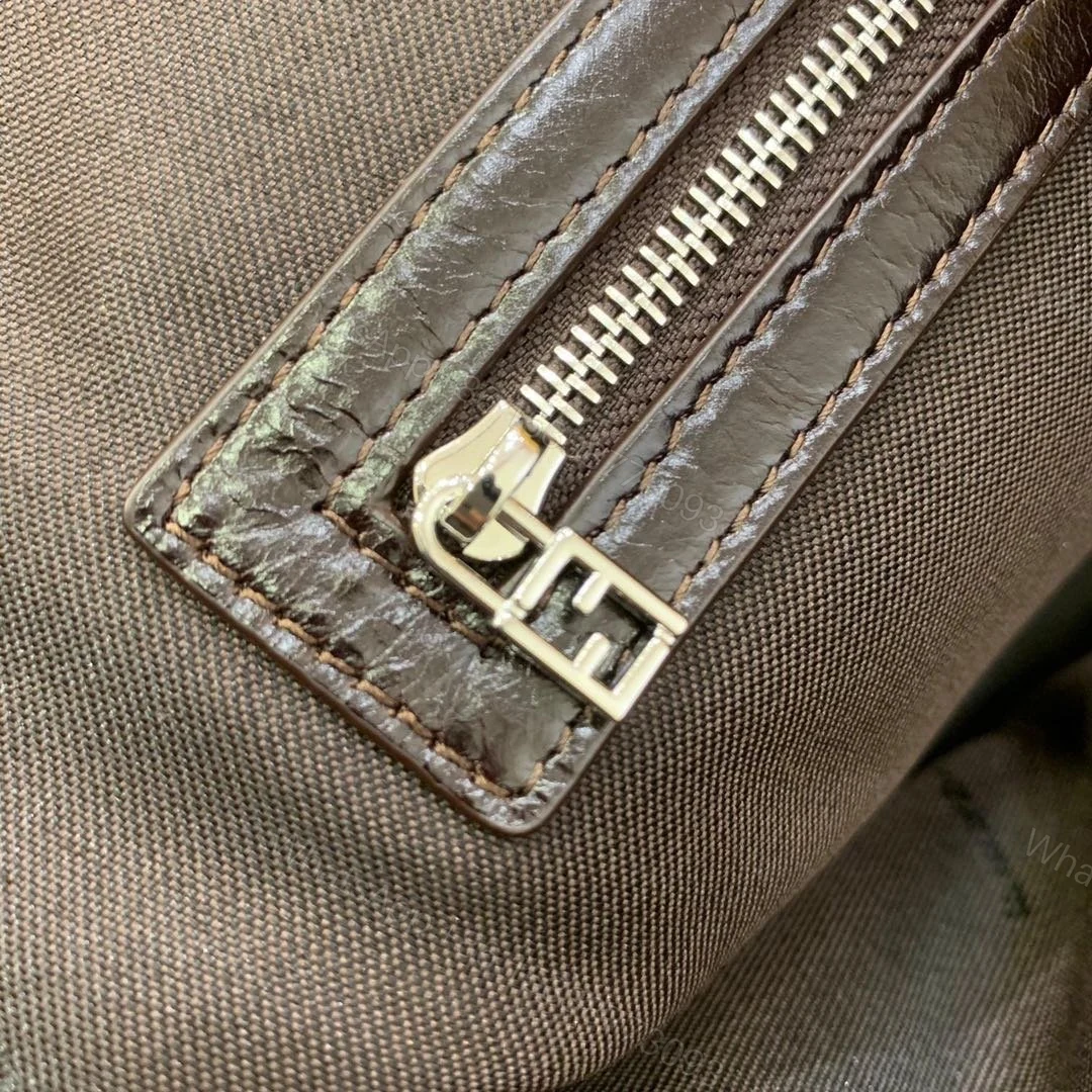 View 7 of FENDI ZUCCA TOTE BAG IN BROWN AND BLACK WITH GOLD HARDWARE