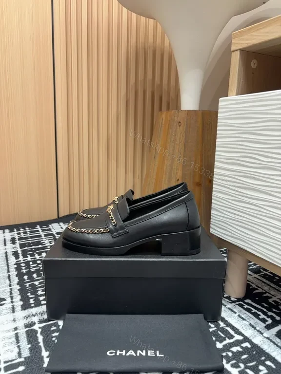 View 3 of Chunky Chain Leather Loafers - Luxe Comfort, Chanel-Inspired