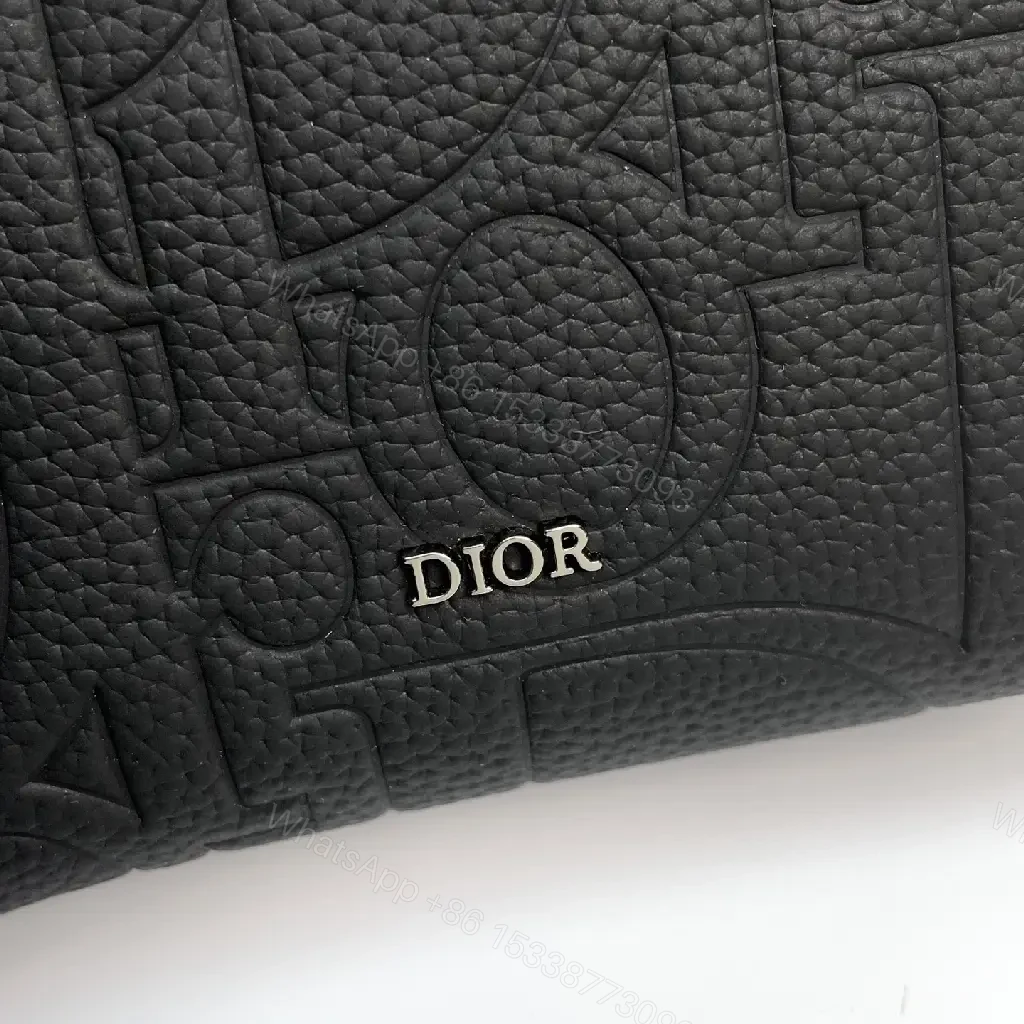 View 10 of Black Leather Crossbody: Embossed Texture, Modern Minimalist Bag