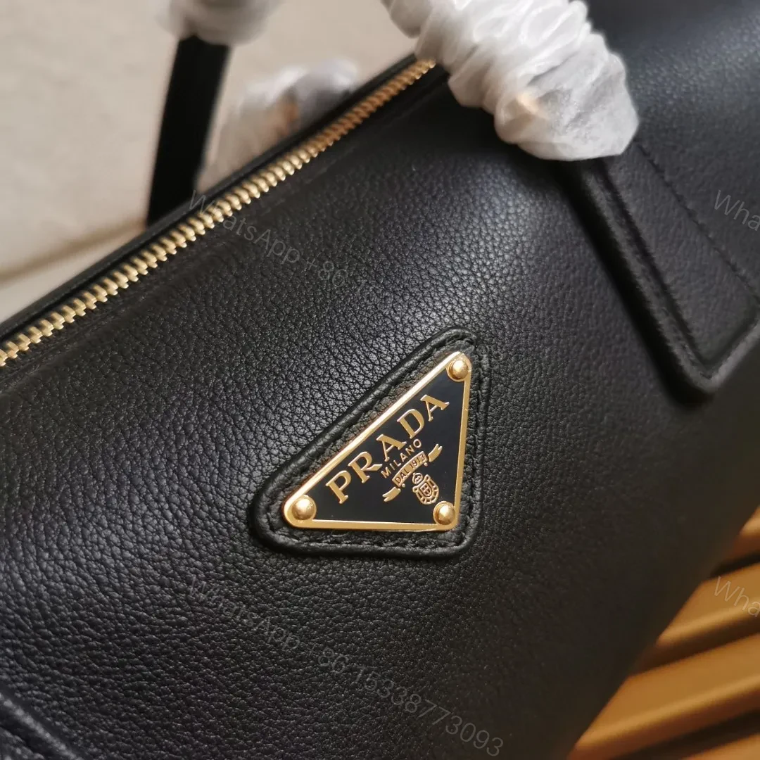 View 4 of Prada Black Medium leather top-handle bag with padlock