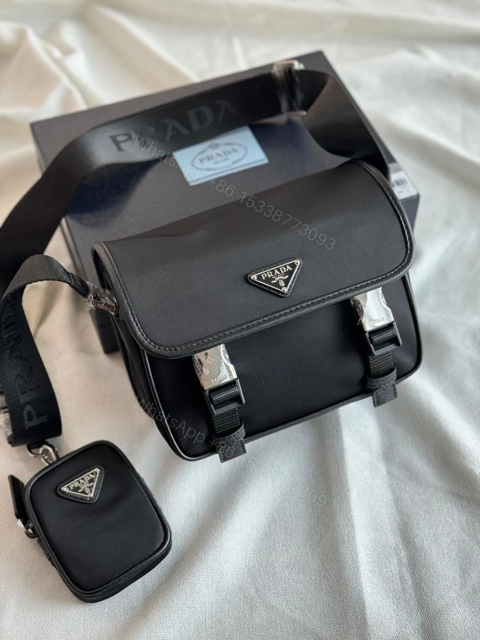 View 3 of Re-Nylon messenger bag with Back zippered pocket
