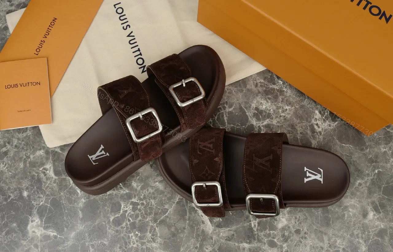 View 5 of Brown Monogram Sandals: Luxury Comfort, Everyday Style