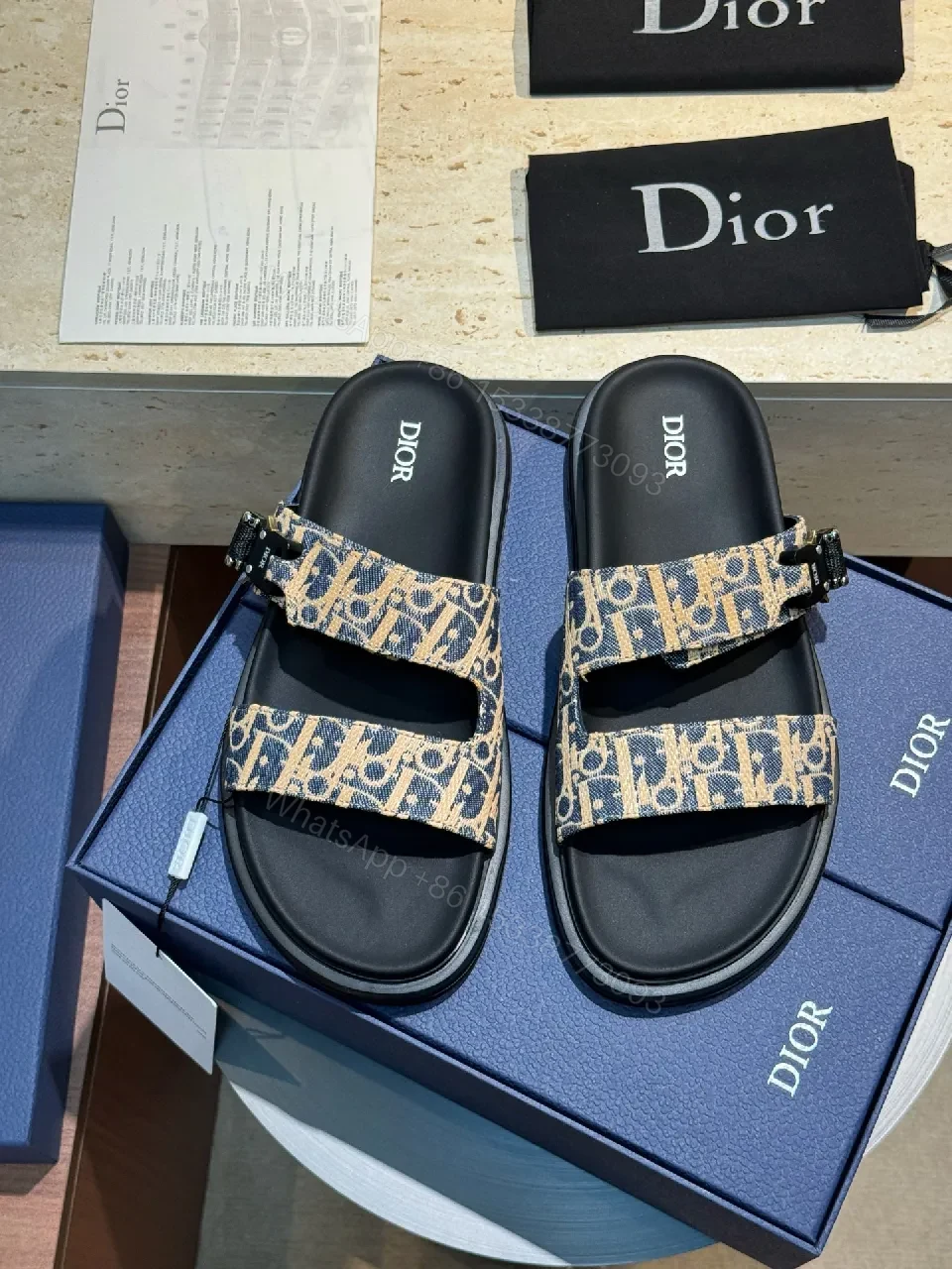 View 6 of Tan Monogram Sandals: Cushioned Straps, Adjustable, Casual Luxury