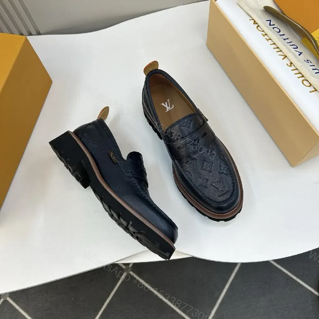 View 3 of Lux embossed Leather Driver: Monogram, All-Day Comfort loafers