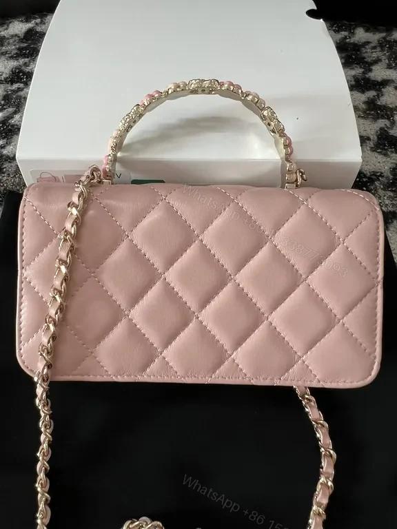 View 8 of Chic Pink Quilted Crossbody with Gold Chain - Luxury Everyday Style