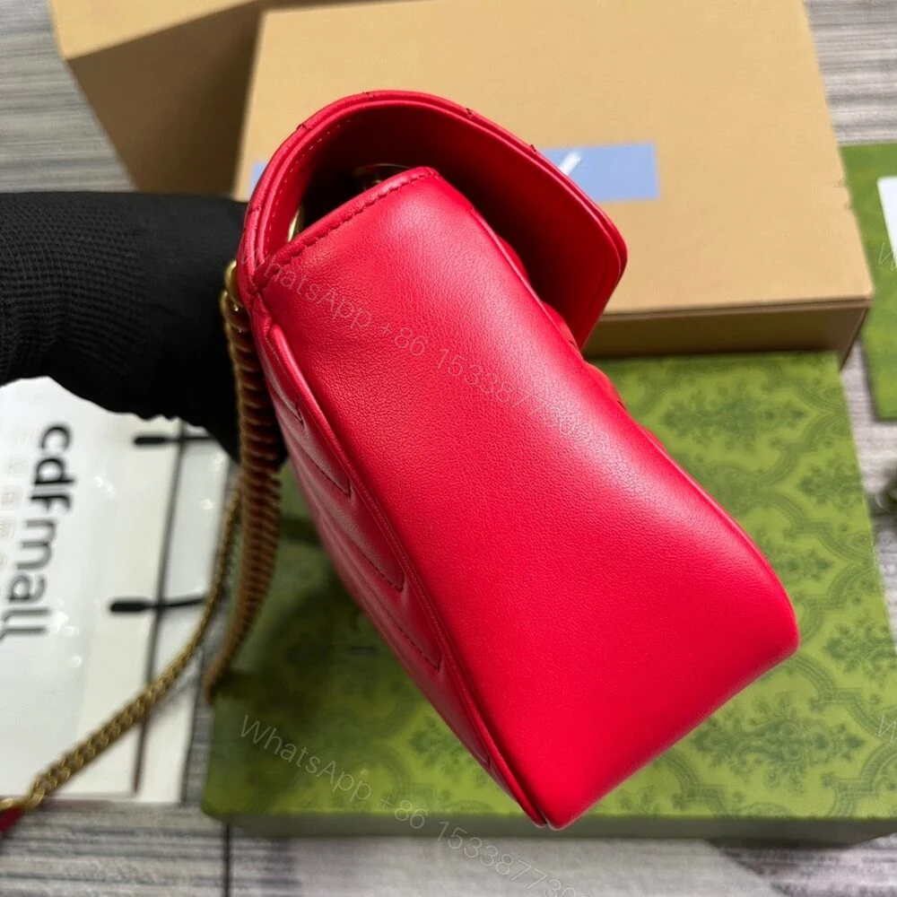 View 3 of Gucci GG Marmont Medium Shoulder Bag Red 26Cm