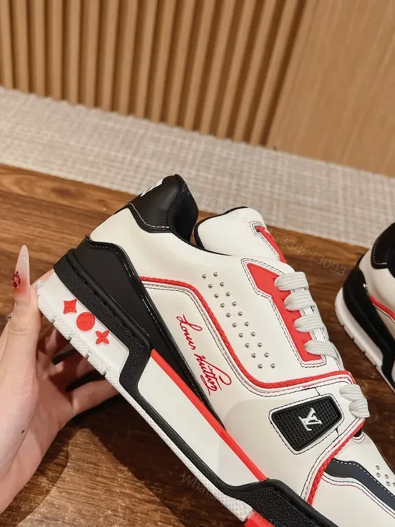 View 9 of Bold LV-Style Luxury Leather Sneakers with Signature Accent