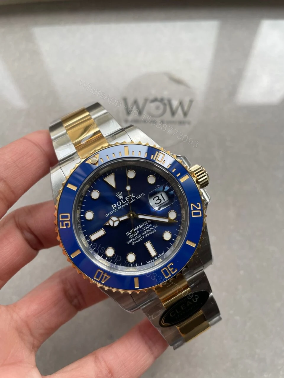 View 8 of CLEAN FACTORY 1:1 Rolex Submariner 116613LB Bluesy 904L YG/SS Blue Dial VR3235