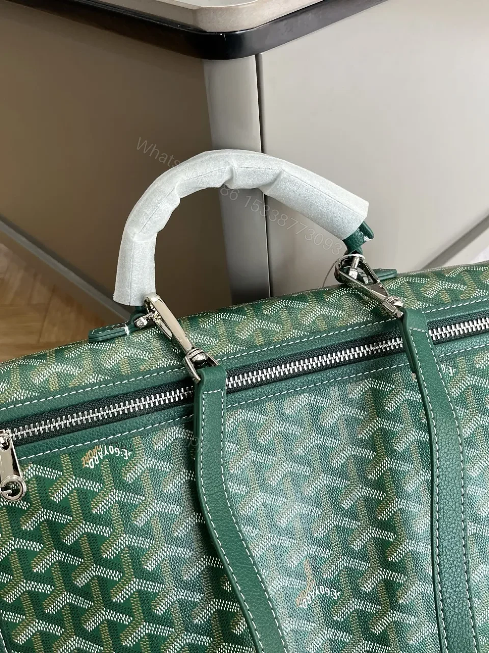 View 6 of Green Monogram Structured Satchel: Premium Everyday Carrier